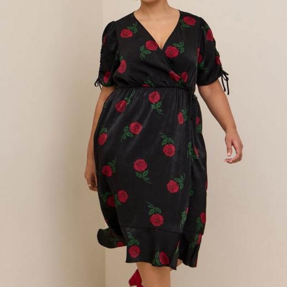 Torrid Midi Rose Print Dress